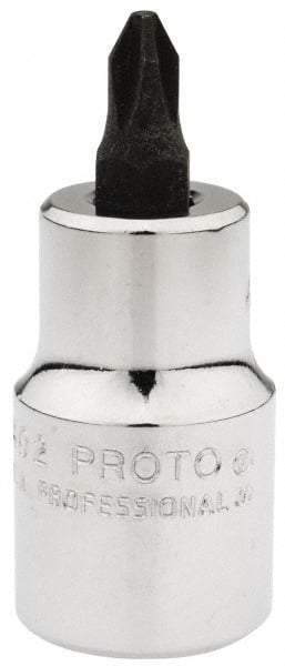 Proto - 1/2" Drive, 5/16" Wide, #2 Point, Phillips Screwdriver Socket - 2-5/32" OAL - USA Tool & Supply