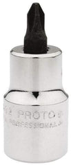 Proto - 1/2" Drive, 5/16" Wide, #2 Point, Phillips Screwdriver Socket - 2-5/32" OAL - USA Tool & Supply