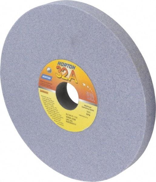 Norton - 8" Diam x 1-1/4" Hole x 3/4" Thick, J Hardness, 60 Grit Surface Grinding Wheel - Aluminum Oxide, Type 1, Medium Grade, 3,600 Max RPM, Vitrified Bond, No Recess - USA Tool & Supply