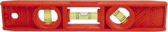 Stanley - 9" Long 3 Vial Torpedo Level - ABS Plastic, Orange, 1 45°, 1 Level & 1 Plumb Vials - USA Tool & Supply