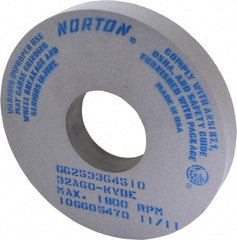 Norton - 14" Diam x 5" Hole x 2" Thick, K Hardness, 60 Grit Surface Grinding Wheel - Aluminum Oxide, Type 1, Medium Grade, 1,800 Max RPM, Vitrified Bond, No Recess - USA Tool & Supply