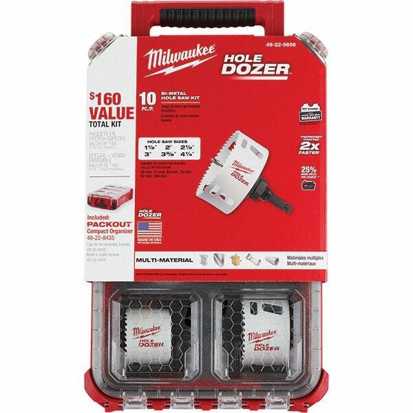 Milwaukee Tool - Hole Saw Kits Minimum Saw Diameter (Inch): 1-1/2 Maximum Saw Diameter (Inch): 4-1/4 - USA Tool & Supply