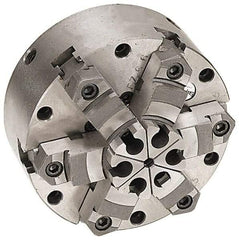 Pratt Burnerd America - 6 Jaws, 16" Diam, Self Centering Manual Lathe Chuck - Plain Back Mount Spindle, Adjustable, Reversible, 1,300 Max RPM, 4.56" Through Hole Diam, Forged Steel - USA Tool & Supply