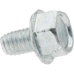 M6x1.0 Coarse 16mm Long Hex Thread Cutting Screw 12L14 Steel, Hex Washer Head, Self Drilling Point, Zinc-Plated