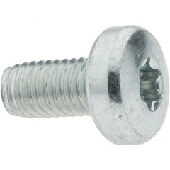 M8x1.25 Coarse 16mm Long 6-Lobe Pin Thread Cutting Screw 12L14 Steel, Pan Head, Self Drilling Point, Zinc-Plated