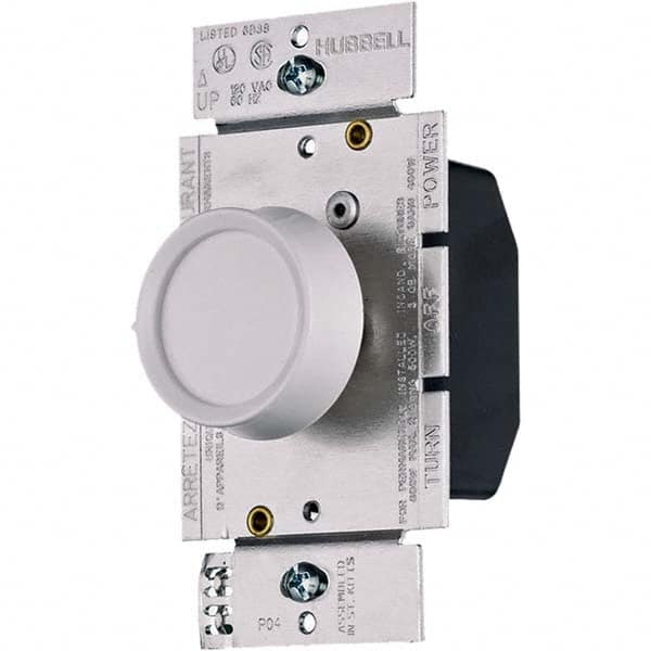 Hubbell Wiring Device-Kellems - 3 Pole, 120 VAC, 5 Amp, Residential Grade Rotary Dimmer Switch - USA Tool & Supply