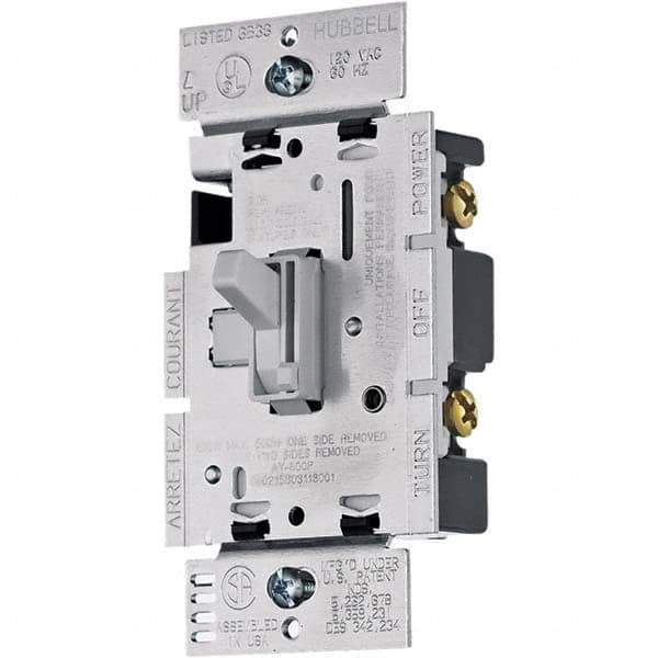 Hubbell Wiring Device-Kellems - 3 Pole, 120 VAC, 5 Amp, Residential Grade Toggle Dimmer Switch - USA Tool & Supply