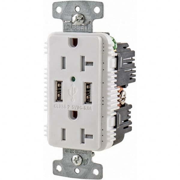 Hubbell Wiring Device-Kellems - USB Receptacles Number of USB Ports: 2 Number of Receptacles: 2 - USA Tool & Supply