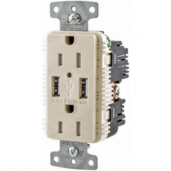 Hubbell Wiring Device-Kellems - USB Receptacles Number of USB Ports: 2 Number of Receptacles: 2 - USA Tool & Supply