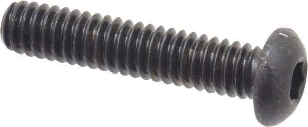 Made in USA - 1/4-20 UNC Hex Socket Drive, Button Screw - Alloy Steel, Black Oxide Finish, Fully Threaded, 1-1/4" Length Under Head - USA Tool & Supply