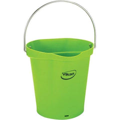 Vikan - 1-1/2 Gal, 7.1" High, Polypropylene Round Lime Green Single Pail with Pour Spout - Handle Included, 10" Top Diam - USA Tool & Supply