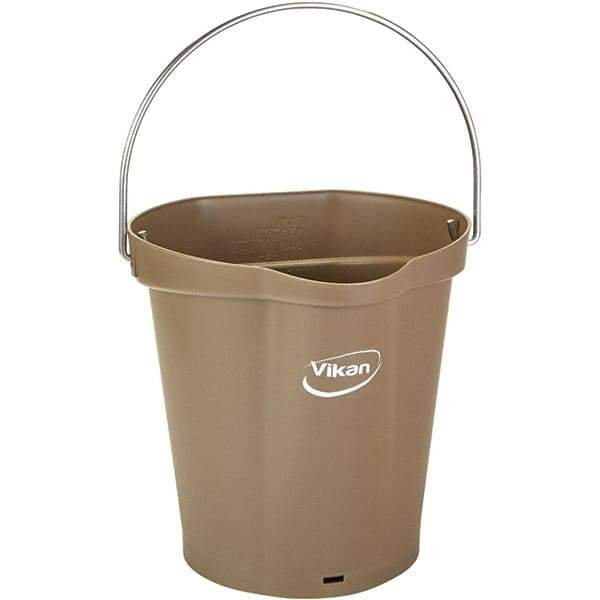 Vikan - 1-1/2 Gal, 7.1" High, Polypropylene Round Brown Single Pail with Pour Spout - Handle Included, 10" Top Diam - USA Tool & Supply