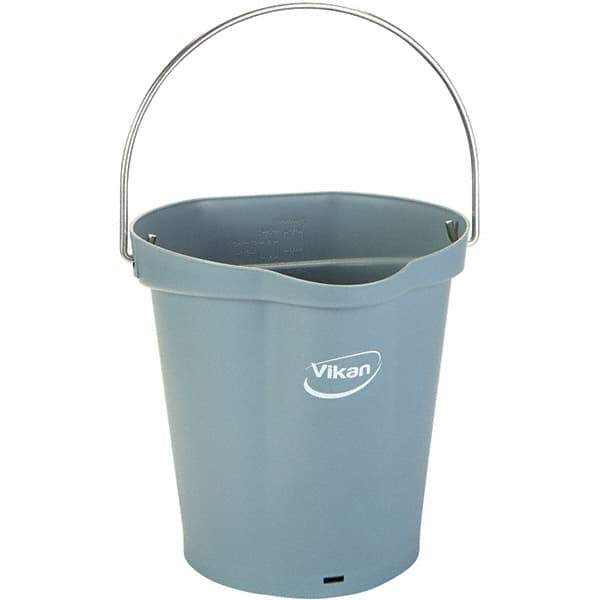 Vikan - 1-1/2 Gal, 7.1" High, Polypropylene Round Gray Single Pail with Pour Spout - Handle Included, 10" Top Diam - USA Tool & Supply