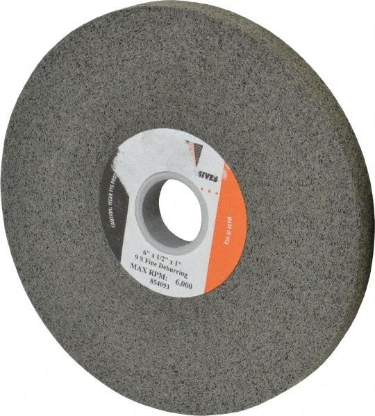 Standard Abrasives - 6" Diam, 1/2" Face Width, 1" Center Hole, Fine Grade, Silicon Carbide Deburring Wheel - Convolute, Hard Density 9 Grade, 6,000 RPM - USA Tool & Supply