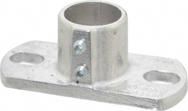 Hollaender - 1-1/4" Pipe, Base Flange, Aluminum Alloy Flange Pipe Rail Fitting - Bright Finish - USA Tool & Supply