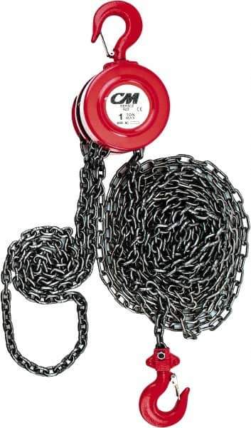 CM - 2,000 Lb Lifting Capacity, 15' Lift Height, Hand Hoist - Made from Chain, 37' Overhaul to Lift 1', 77 Lb Avg Pull to Lift Rated Load, 1 Chain - USA Tool & Supply