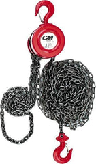 CM - 2,000 Lb Lifting Capacity, 15' Lift Height, Hand Hoist - Made from Chain, 37' Overhaul to Lift 1', 77 Lb Avg Pull to Lift Rated Load, 1 Chain - USA Tool & Supply