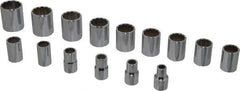 Proto - 15 Piece 1/2" Drive Socket Set - 12 Points, 3/8" to 1-1/4" Range, Inch Measurement Standard - USA Tool & Supply