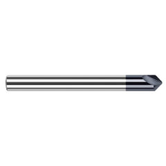Engraving Cutters - 0.1250″ (1/8″) Shank Diameter × 0.0050″ Radius × 60° included Carbide Marking Cutter, 2 Flutes, AlTiN Coated - Exact Industrial Supply