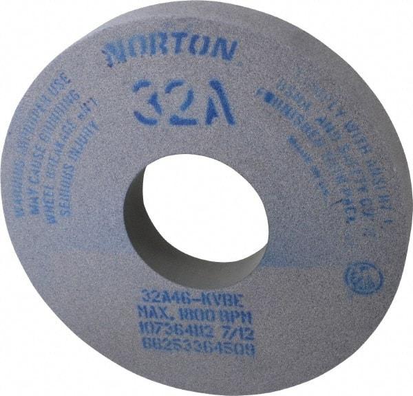 Norton - 14" Diam x 5" Hole x 2" Thick, K Hardness, 46 Grit Surface Grinding Wheel - Aluminum Oxide, Type 1, Coarse Grade, 1,800 Max RPM, Vitrified Bond, No Recess - USA Tool & Supply