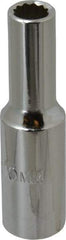 Proto - 1/2" Drive, Deep Hand Socket - 12 Points, 3-1/4" OAL, Chrome Finish - USA Tool & Supply