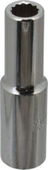 Proto - 1/2" Drive, Deep Hand Socket - 12 Points, 3-1/4" OAL, Chrome Finish - USA Tool & Supply