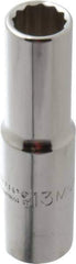 Proto - 1/2" Drive, Deep Hand Socket - 12 Points, 3-1/4" OAL, Chrome Finish - USA Tool & Supply