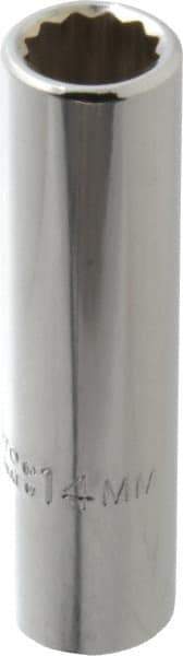 Proto - 1/2" Drive, Deep Hand Socket - 12 Points, 3-1/4" OAL, Chrome Finish - USA Tool & Supply