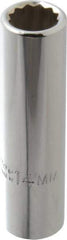 Proto - 1/2" Drive, Deep Hand Socket - 12 Points, 3-1/4" OAL, Chrome Finish - USA Tool & Supply