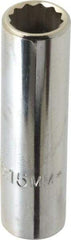 Proto - 1/2" Drive, Deep Hand Socket - 6 Points, 3-1/4" OAL, Chrome Finish - USA Tool & Supply