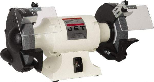 Jet - 10" Wheel Diam x 1" Wheel Width, 1-1/2 hp Grinder - 1" Arbor Hole Diam, 1 Phase, 1,725 Max RPM, 115 Volts - USA Tool & Supply