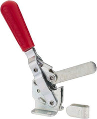 De-Sta-Co - 499 Lb Holding Capacity, Vertical Handle, Manual Hold Down Toggle Clamp - 57° Handle Movement, 99° Bar Opening, Solid Bar, Flanged Base, Carbon Steel - USA Tool & Supply