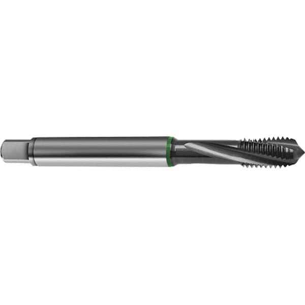 Guhring - M6x1.00 Metric 3 Flute 6H Bottoming Spiral Flute Tap - High Speed Steel, TiCN Finish, 80mm OAL, Right Hand Flute, Right Hand Thread, D4/D5, Series 4154 - Exact Industrial Supply