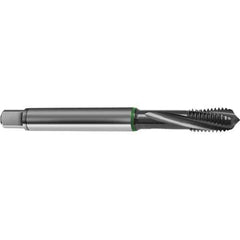 Guhring - M6x1.00 Metric 3 Flute 6H Bottoming Spiral Flute Tap - High Speed Steel, TiCN Finish, 80mm OAL, Right Hand Flute, Right Hand Thread, D4/D5, Series 4154 - Exact Industrial Supply