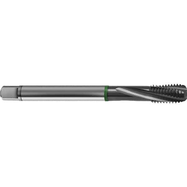 Guhring - M14x1.50 Metric 3 Flute 6H Bottoming Spiral Flute Tap - High Speed Steel, TiCN Finish, 100mm OAL, Right Hand Flute, Right Hand Thread, D4/D5, Series 4157 - USA Tool & Supply