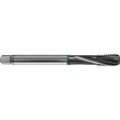 Guhring - M14x1.50 Metric 3 Flute 6H Bottoming Spiral Flute Tap - High Speed Steel, TiCN Finish, 100mm OAL, Right Hand Flute, Right Hand Thread, D4/D5, Series 4157 - USA Tool & Supply