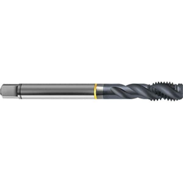 Guhring - 7/8-9 UNC 4 Flute 2B/3B Modified Bottoming Spiral Flute Tap - High Speed Steel, TiCN Finish, 4.689" OAL, Right Hand Flute, Right Hand Thread, H5, Series 4408 - Exact Industrial Supply