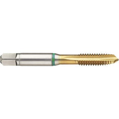 Guhring - #10-24 UNC 3 Flute 3B Plug Spiral Flute Tap - High Speed Steel, TiN Finish, 2-1/2" OAL, H3/H4, Series 3390 - Exact Industrial Supply