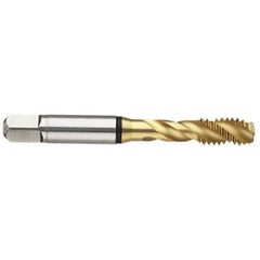 Guhring - #4-40 UNC 2B 2 Flute TiN Finish High Speed Steel Straight Flute Standard Hand Tap - Modified Bottoming, Right Hand Thread, 2.205" OAL, H2/H3 Limit - Exact Industrial Supply