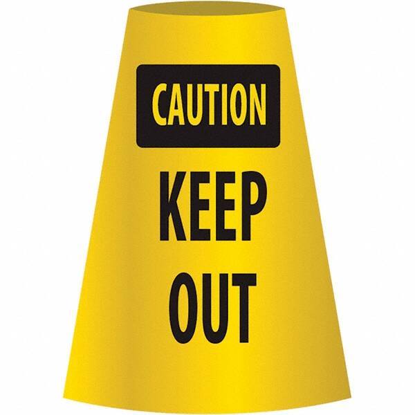 NMC - Caution - Keep Out, 21-3/4" Wide x 11" High, Polyethylene Floor Sign - Cone, Black on Yellow, For Restroom, Janitorial & Housekeeping - USA Tool & Supply