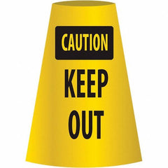 NMC - Caution - Keep Out, 21-3/4" Wide x 11" High, Polyethylene Floor Sign - Cone, Black on Yellow, For Restroom, Janitorial & Housekeeping - USA Tool & Supply