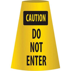 NMC - Caution - Do Not Enter, 21-3/4" Wide x 11" High, Polyethylene Floor Sign - Cone, Black on Yellow, For Restroom, Janitorial & Housekeeping - USA Tool & Supply