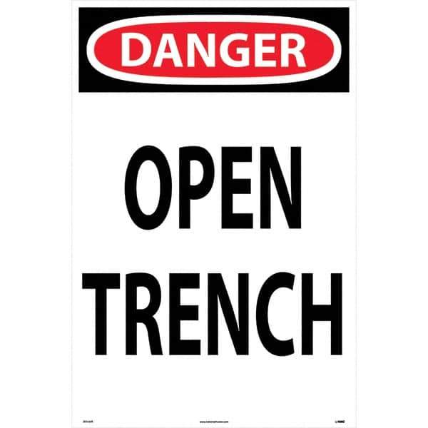 NMC - "Open Trench", 36" Long x 24" Wide, Rigid Plastic Safety Sign - Rectangular, Use for Workplace/Safety - USA Tool & Supply