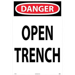 NMC - "Open Trench", 36" Long x 24" Wide, Rigid Plastic Safety Sign - Rectangular, Use for Workplace/Safety - USA Tool & Supply