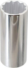 Proto - 1/2" Drive, Deep Hand Socket - 12 Points, 3-1/4" OAL, Chrome Finish - USA Tool & Supply