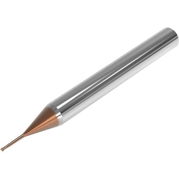 Seco - 0.6mm, 2 Flute, Single End, Solid Carbide, 0.1mm Corner Radius End Mill - 40mm OAL, 28° Helix, Right Hand Flute, 0.45mm LOC, Right Hand Cut, 5mm Extended Reach - USA Tool & Supply