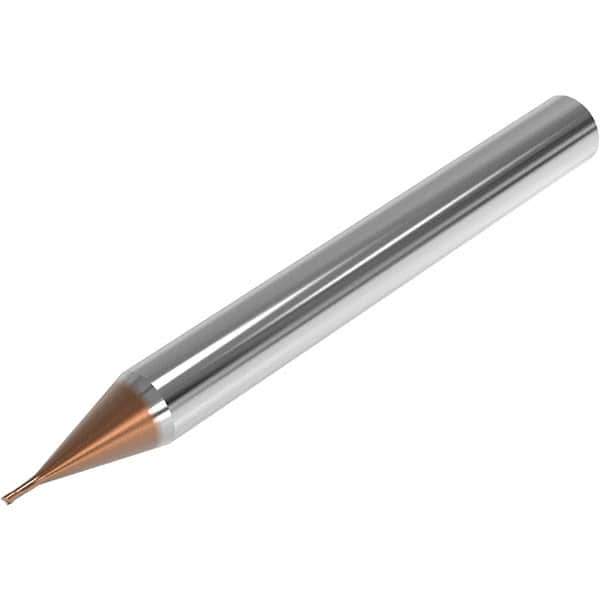 Seco - 0.8mm, 2 Flute, Single End, Solid Carbide, 0.1mm Corner Radius End Mill - 40mm OAL, 28° Helix, Right Hand Flute, 0.6mm LOC, Right Hand Cut, 2.5mm Extended Reach - USA Tool & Supply