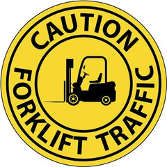 NMC - "Caution Forklift Traffic", 2-1/2" Wide x 2-1/2" High, Aluminum Safety Sign - USA Tool & Supply