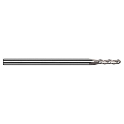 0.4 mm Dia. × 4 mm Shank × 1.2 mm DOC × 50 mm OAL, Carbide Uncoated, 3 Flute, Ballnose End Mill - Exact Industrial Supply