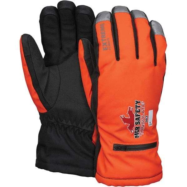 MCR Safety - Size XL Synthetic Blend Work Gloves - For Cold Weather, Uncoated, Slip-On Cuff, Full Fingered, Orange, Paired - USA Tool & Supply